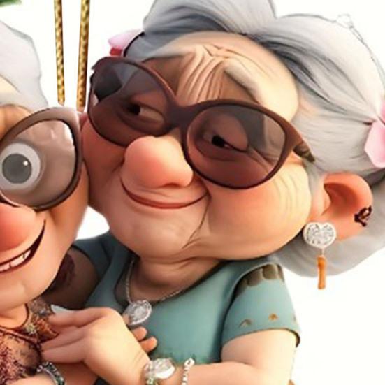 Colgante para Coche Diseño de Anciana Acrílico Accesorio Colgante Adorno para Coche Interior Exterior Árbol de Navidad Puerta Ventana Decoración