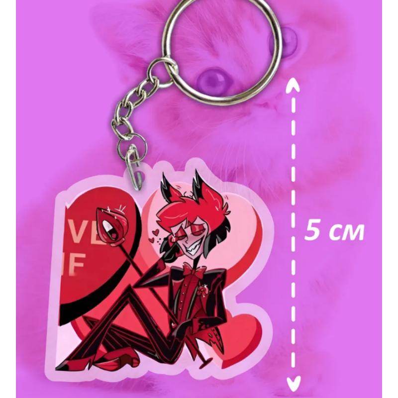 Acrylic Key Buckle for Alastor Lucifer Charlie Vaggie Husk Angel Dust Vox Anime Cartoons Acrylic Key Chain Pendant Birthday Gift