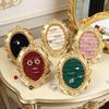 Suporte de Exibição de Anéis Vintage Oval Resina Suporte de Exibição de Joias Bandeja Organizadora de Anéis Brincos Armazenamento de Joias Adereço para Fotos Decoração de Casa