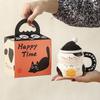 Cat Cup Ceramic High Looking Mug with Lid Breakfast Coffee Cup Creative Water Cup for Girls Birthday Gift