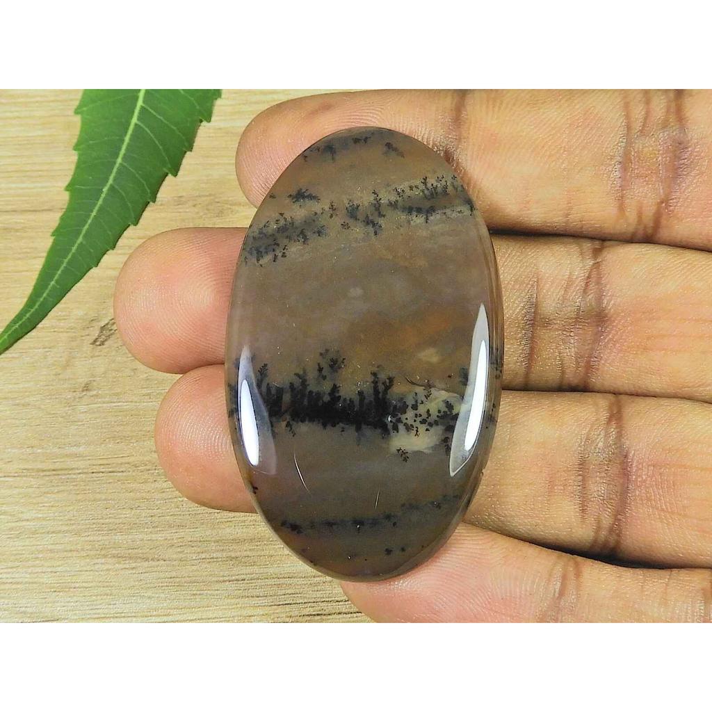 31X51X05MM Natural Honey Dendrite Oval Shape Cabochon Loose Gemstone 76Cts. SK-3444