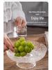 Glass Fruit Plate - Elegant High-Footed Dessert and Snack Holder for Living Room Coffee Table.