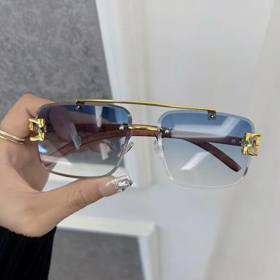 Colorful Square Sunglasses Women Men Rimless Sun Eyeglasses Female Male Designer Brand Style Unisex Travel Outdoor Use Oculos Glasses De Sol