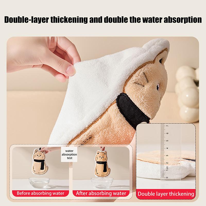 Cat Hand Towel Cute Embroidery Cartoon Hand Towel Hairless Strong Absorbent Kitchen Absorbent Cotton Towel Rag Towel