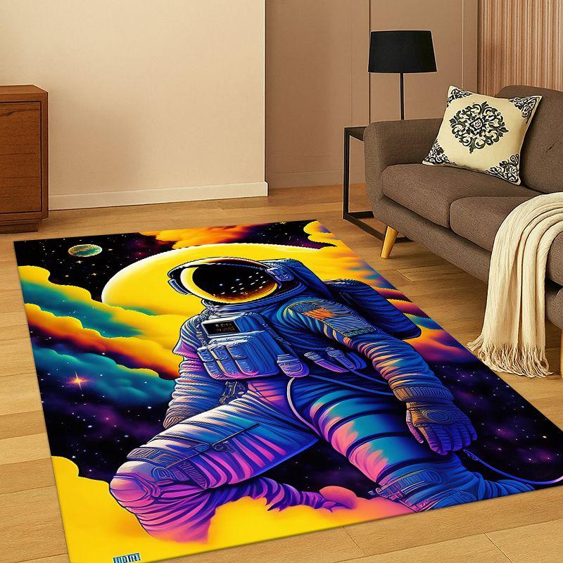 Cartoon Astronaut Universe Spaceman Outer Space Carpet Rug for Bedroom Living Room Sofa Playroom Doormat Home Decor,kid Non-slip