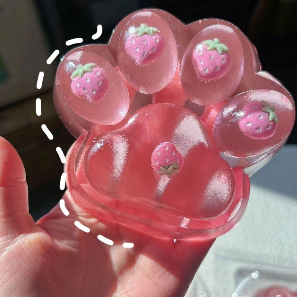 Ultra-large Strawberry Cat Paw Fidget Toy Slow Rebound Cat Paw Pinch Toy Children