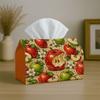 2D Flat 1pc Vintage Botanical Decorative Tissue Holder, Featuring an Apple Fruit Design In Red And Green, Perfect for Everyday Tissue Storage In Your 