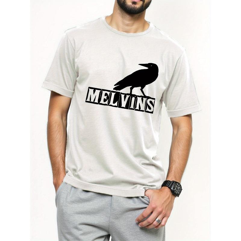 European Sizes Melvins Graphic Print T-Shirt - Casual Crew Neck Tee for Men, Perfect for Music Lovers & Youngsters