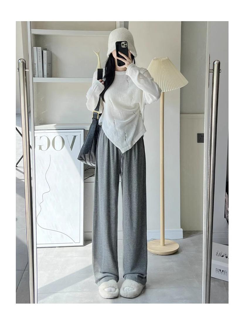 

Женские петит брюки из мягкого трикотажа с высокой посадкой и широкими штанинами XL (116-125 jin)