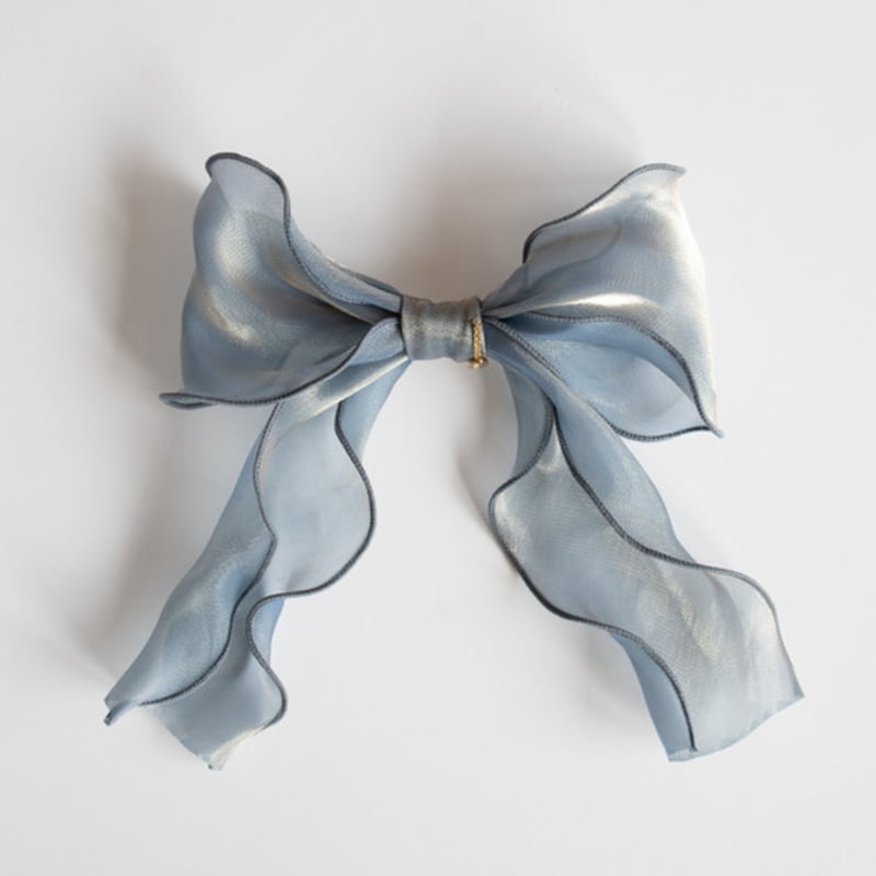 MERRYMOTIVE Blue Organza Ruffle Ribbon Hairpin