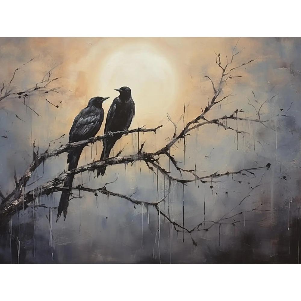 Terror Dark Blackbirds Oil Posters Classic Crow Halloween Prints Gothic Canvas Painting Wall Art Pictures Home Living Room Decor