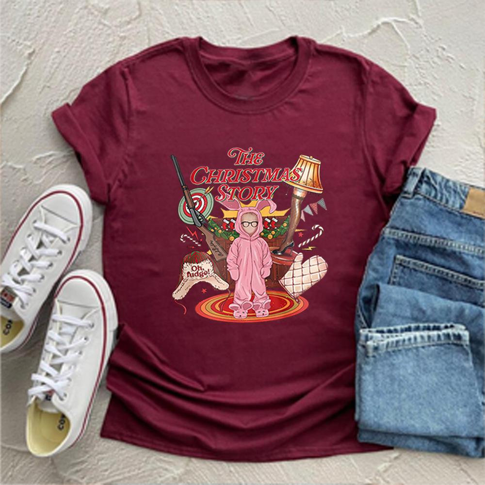 Funny Christmas Movie Tshirt Leg Lamp Christmas Shirt The Christmas Story Tshirt Unisex Women Xmas Printed Short Sleeves Tops