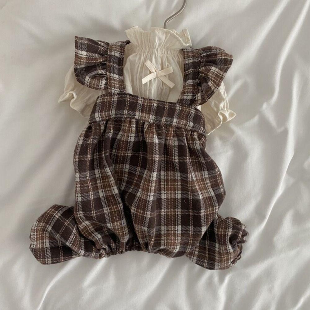Retro Pet Plaid Strap Skirt Soft Dog Vest Dresses Fashion Pet Clothes  For Puppy Kittens
