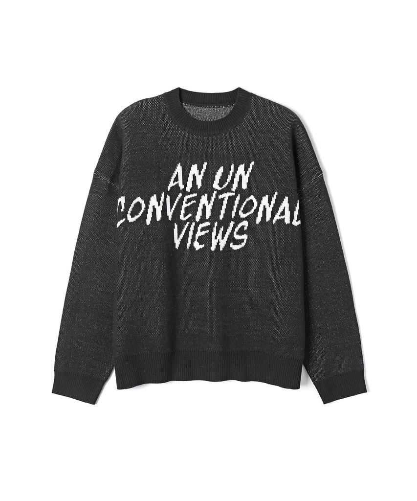 ADHOC Men'S Jacquard Lettering Oversized Knit (Black) (Hbalk10)