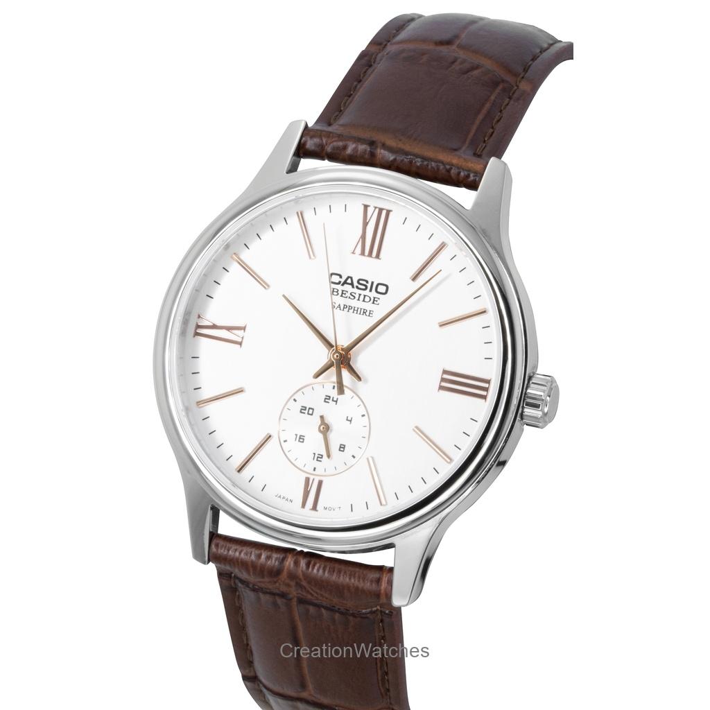 Casio Beside Analog Leather Strap White Dial Quartz BMS-100L-5AV Men's Watch