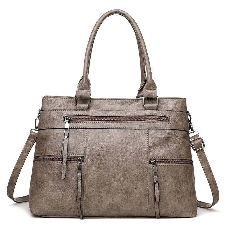 Large Capacity Textured Handbag, New Soft Leather Commuting Shoulder Bag, Crossbody Bag, High-end Tote Bag