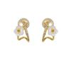 Delicate little white flower ear clips, advanced sense without ear piercings, female sweet mosquito coil disc earrings, temperament wind stud earrings