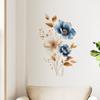 Simulated Blue White Floral Gold Leaves Wall Sticker Self-Adhesive Removable for Bedroom Hallway Elegant Home Decor Art