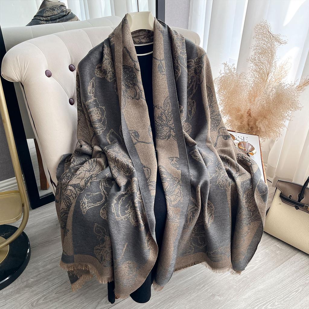 Vielseitiger Mori Kontrastfarben, Frühling und Herbst Doppelseitiger Imitationskaschmirschal, Hochwertiges Warmes Tuch Damen