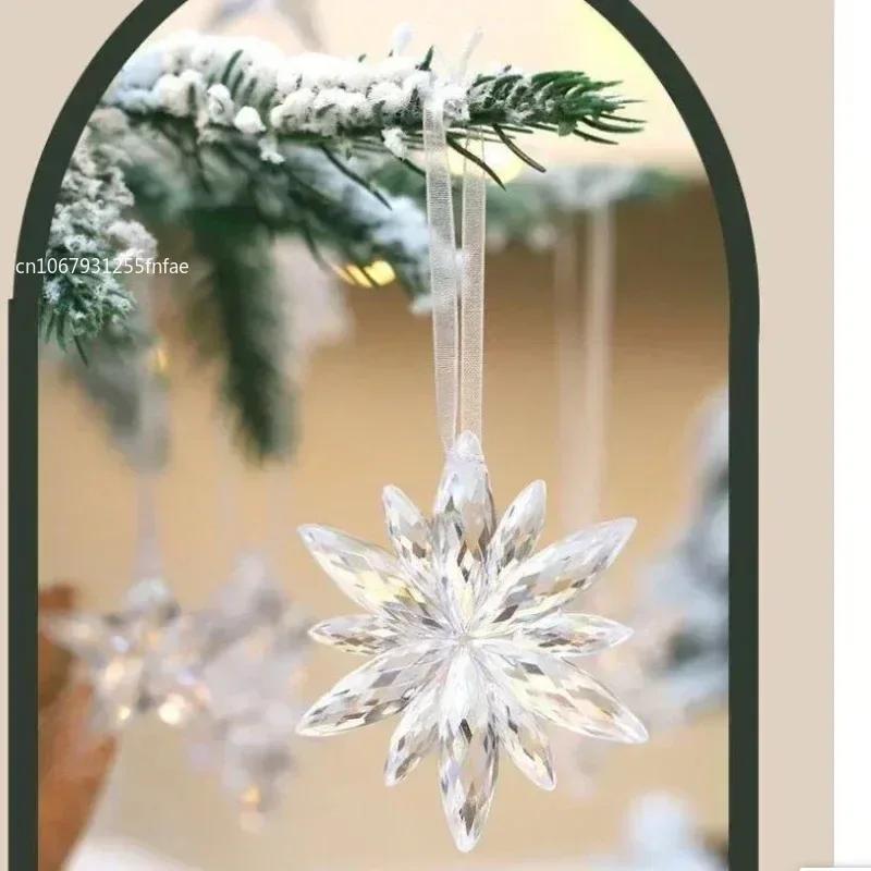 3pcs/set Christmas Decorations Christmas Transparent Plastic Snowflake Pendants Christmas Tree Home Decorations