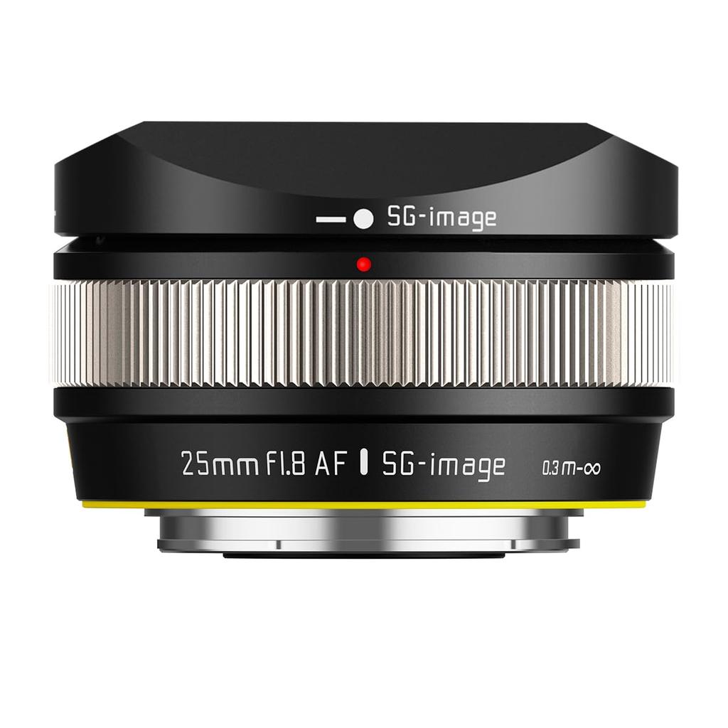 SG-image AF 25mm F1.8 APS-C E-mount Prime Pancake Lens, Silver (2-Year Warranty) (Official Japanese Product)