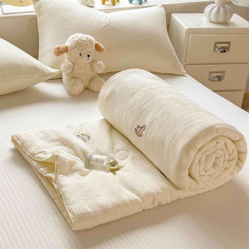 Modern Minimalist Soy Fiber Quilt - Pure Cotton, Washable, Wrinkle-Resistant Summer Blanket