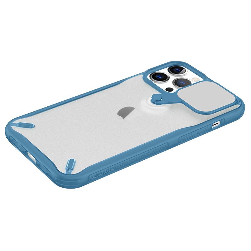 Nillkin Cyclops Case: Durable Cover with Camera Guard & Folding Stand for iPhone 13 Pro - Blue