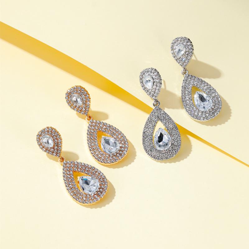 

Elegant European & American Zircon Water Drop Crystal Bridal Earrings