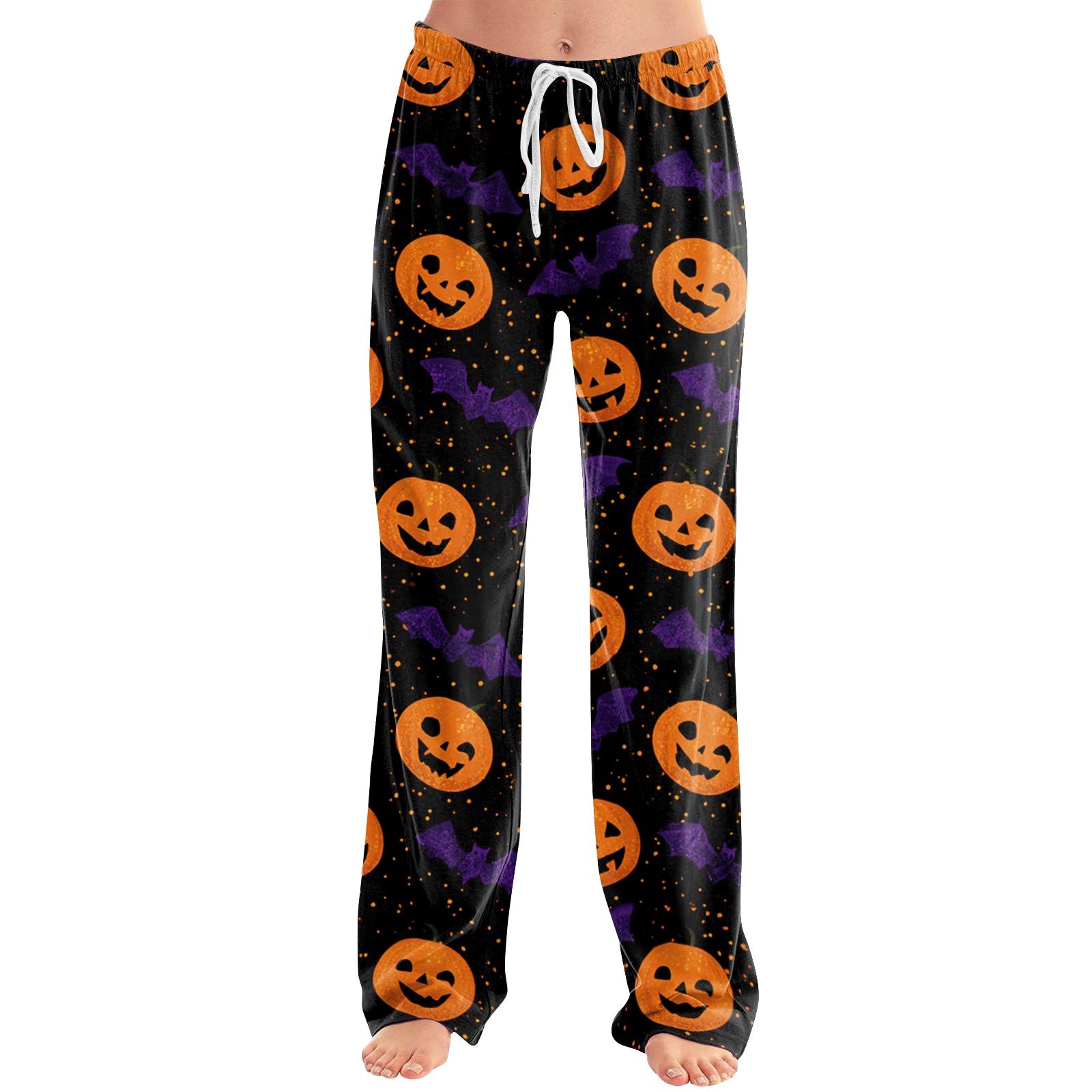 Women s Fashion Loose Fit Printed Casual Pants for Halloween L