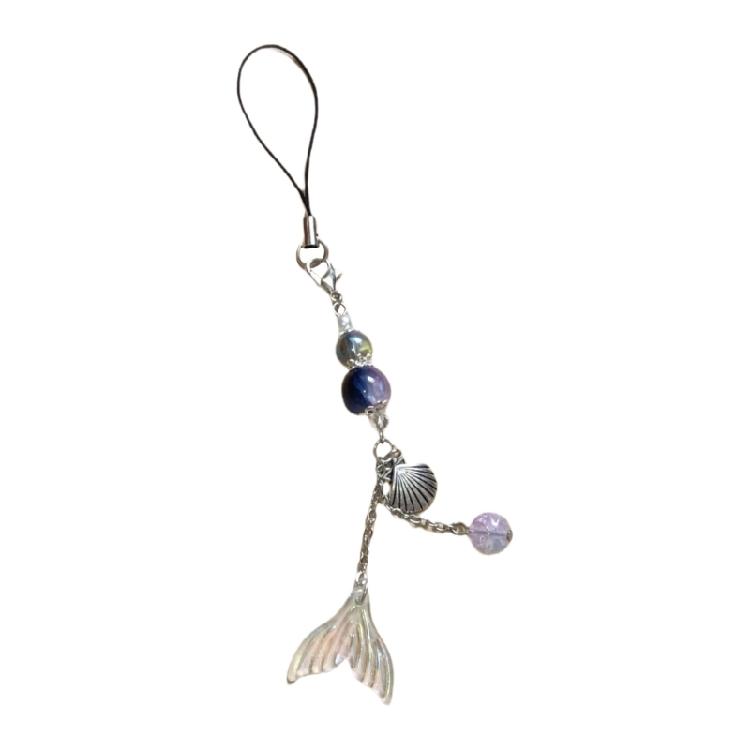 

Colorful Handmade Bead Phone Ornament Fashionable Beaded Phone Lanyard Unique Mermaids Tail Style Phone Charm Accessory 1