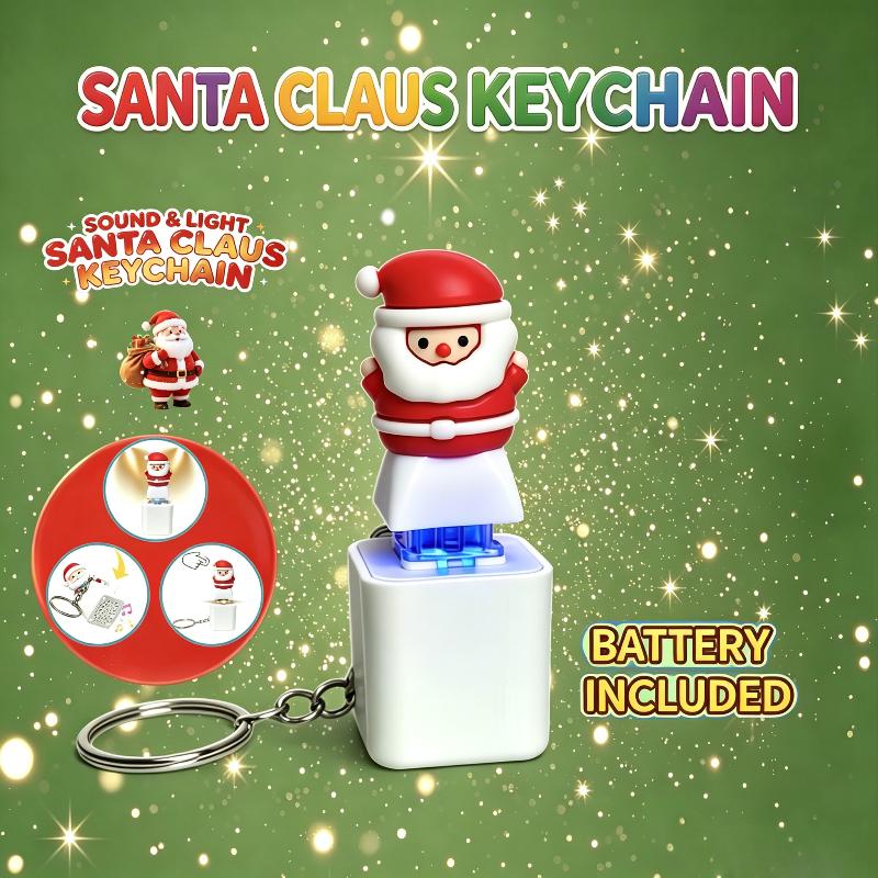 Santa Claus Fidget Toy Keychain Battery Type With Sound & Led Lights Keyboard Clicker Stress Relief Christmas Gifts