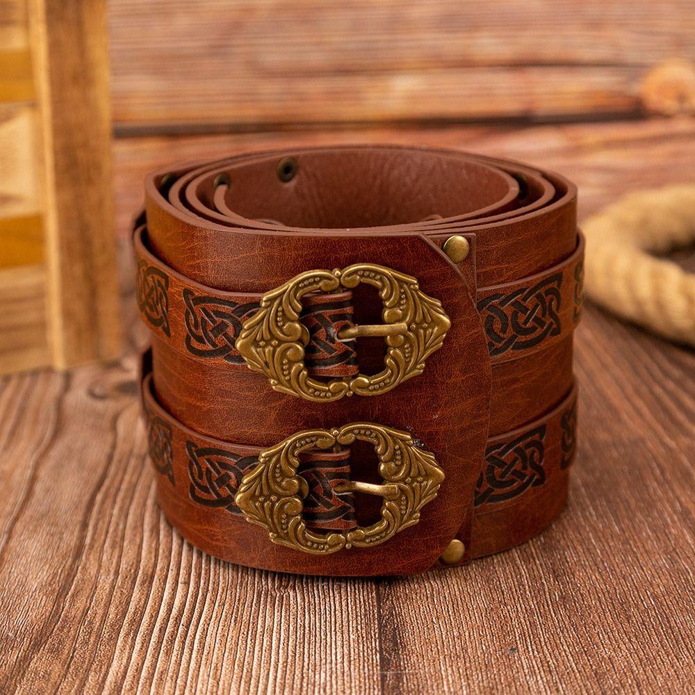 Geprägter Wikinger Renaissance Gürtel PU Leder Mittelalterliche Leibbinde Retro Keltischer Gürtel Dekorationen