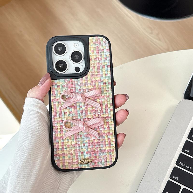 Leather Bow for Apple 17promax Mobile Phone Case for IPhone16 High-end 15 Simple 13 Anti-fall 14