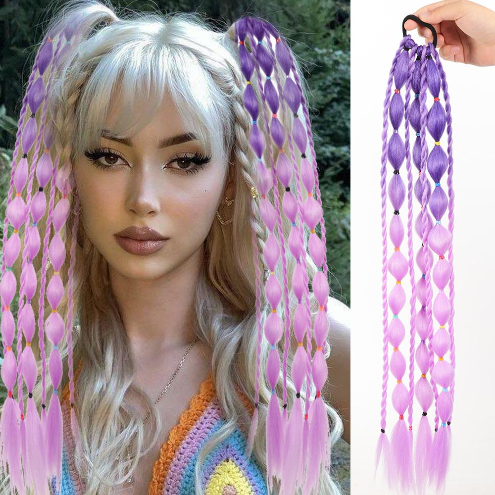 

Aosiwig Длинные накладные хвосты-пузыри, резинки для волос, красочные эластичные резинки, аксессуары для хвостиков для женщин, девушек, для фестивалей, вечеринок