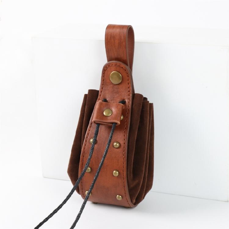 Punk Design Waist Pack 4pcs Set Adjustable Belt Waist Cincher Key Holder Keychain Quiver Brown/Black