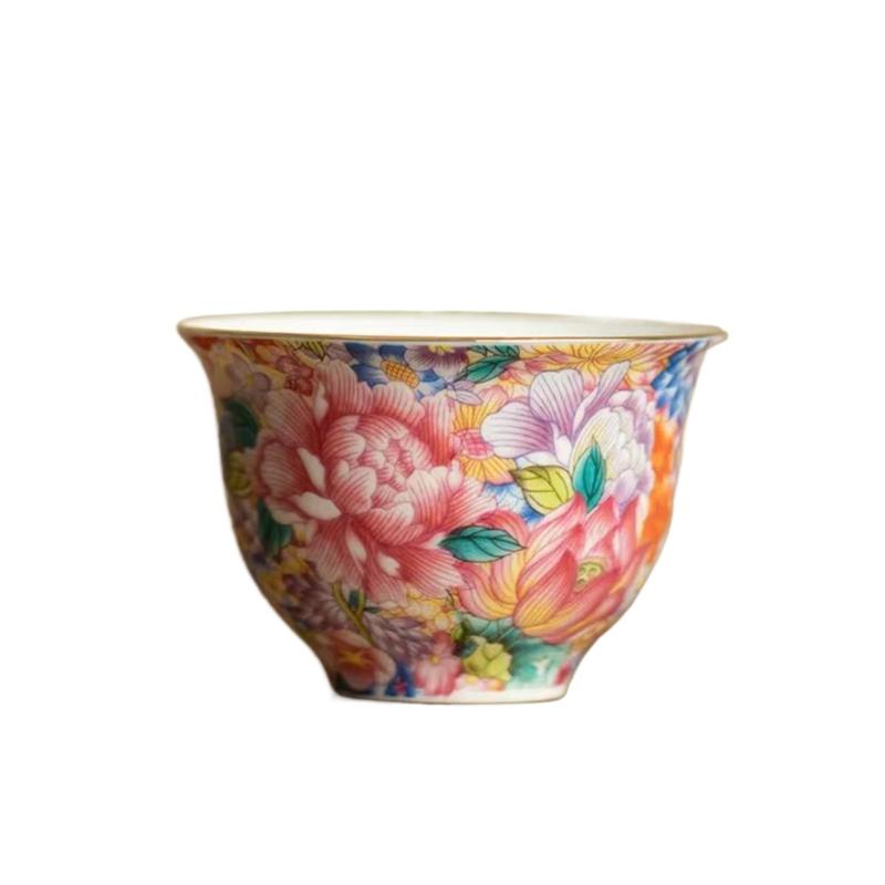 Zehntausend Blumen Emaille Teetassen Hochwertige Keramik Teetassen Premium Gefühl Zuhause Kung Fu Teetassen