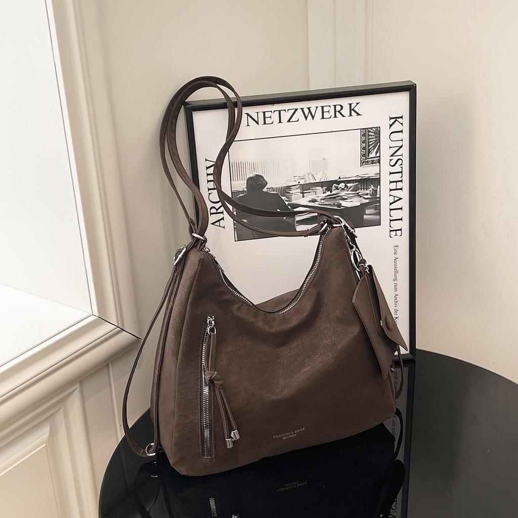 1Pc 2026 New Fashionable Versatile Retro Foreign Style Underarm Bag Solid Color Texture Shoulder Messenger Bag