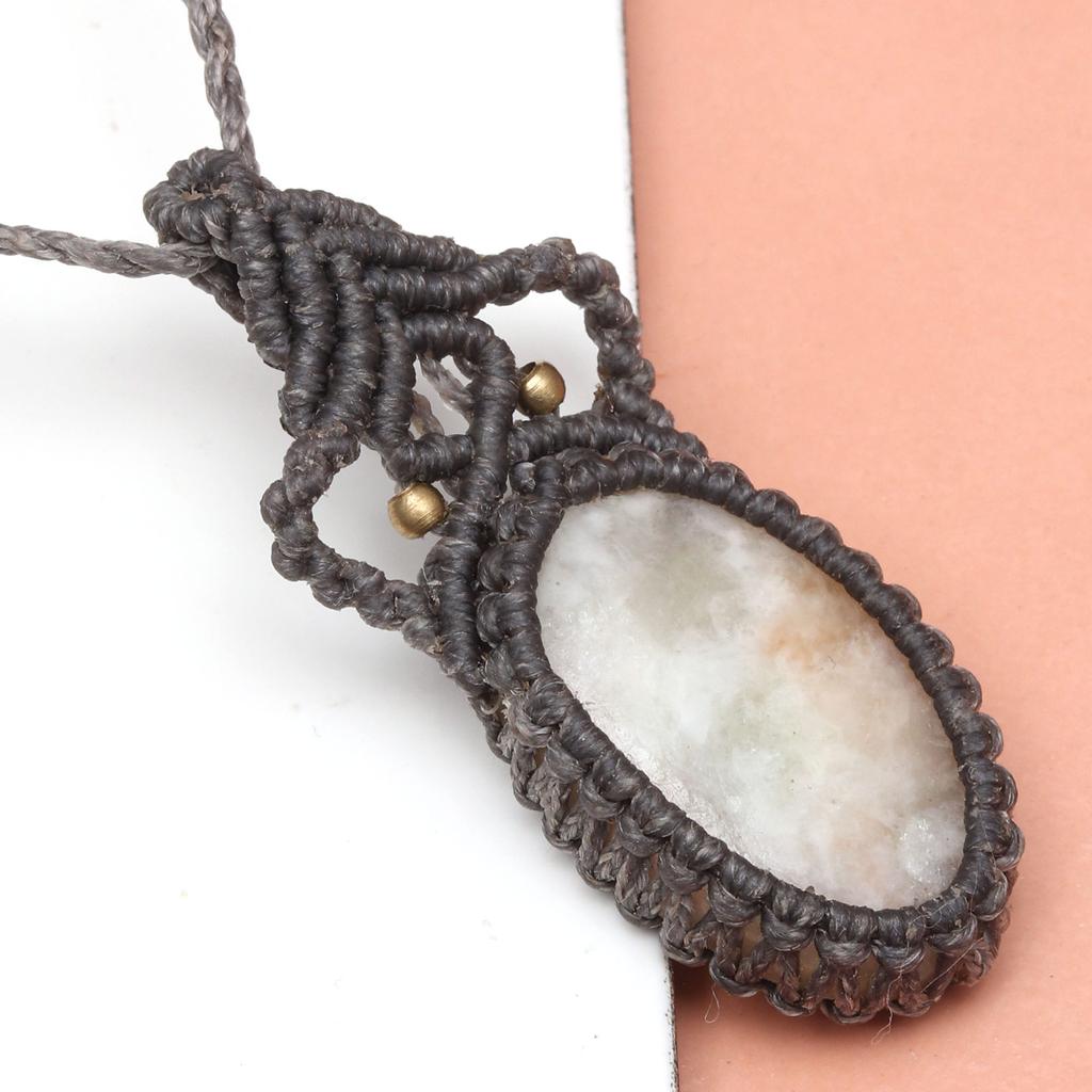Sunstone Macrame Necklace Handmade Natural Bohemian Crystal Choker Healing
