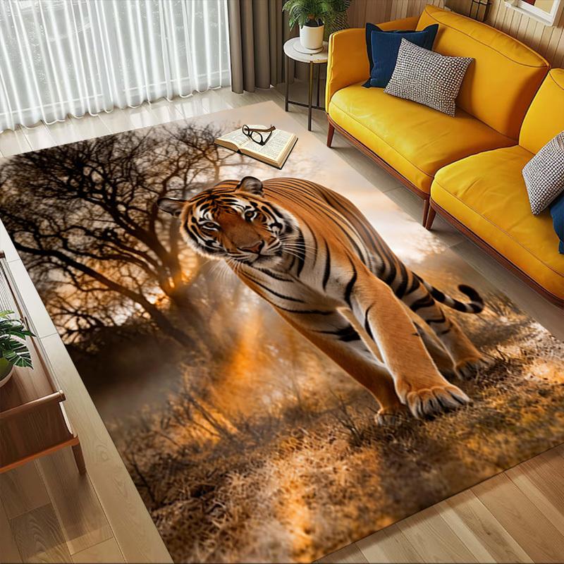 Tiger Print Pattern Area Rug, Office Carpet Indoor Outdoor Entrance Doormat, Non-Slip Soft And Comfortable, Living Room, c122037