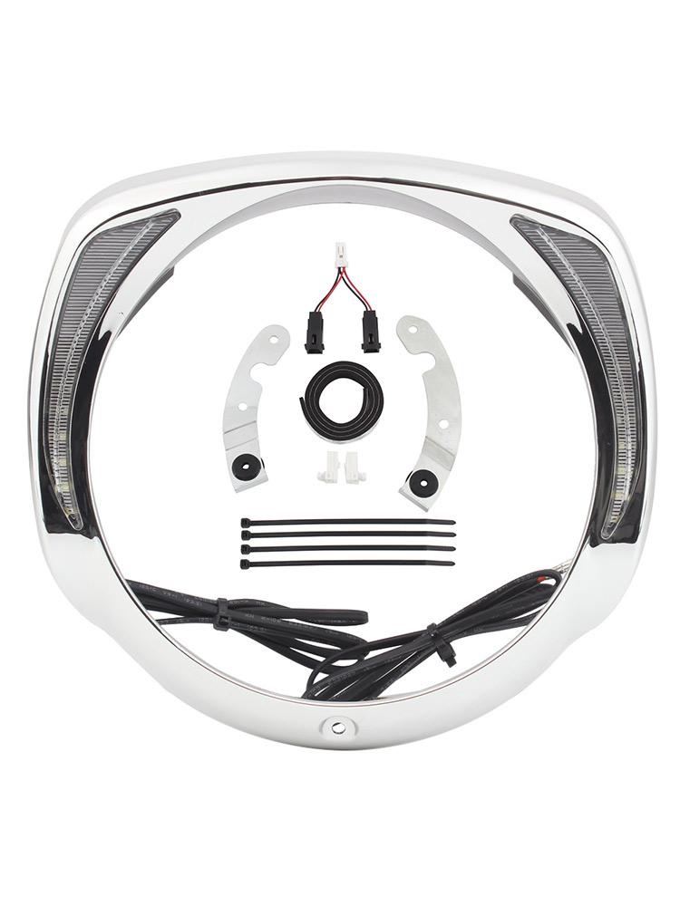 For Electra Glide Ultra Limited Low FLHTKL 2015-2019 Motorcycle Accessories 7-Inch LED Headlight Bezel Chrome/Black ABS Plastic