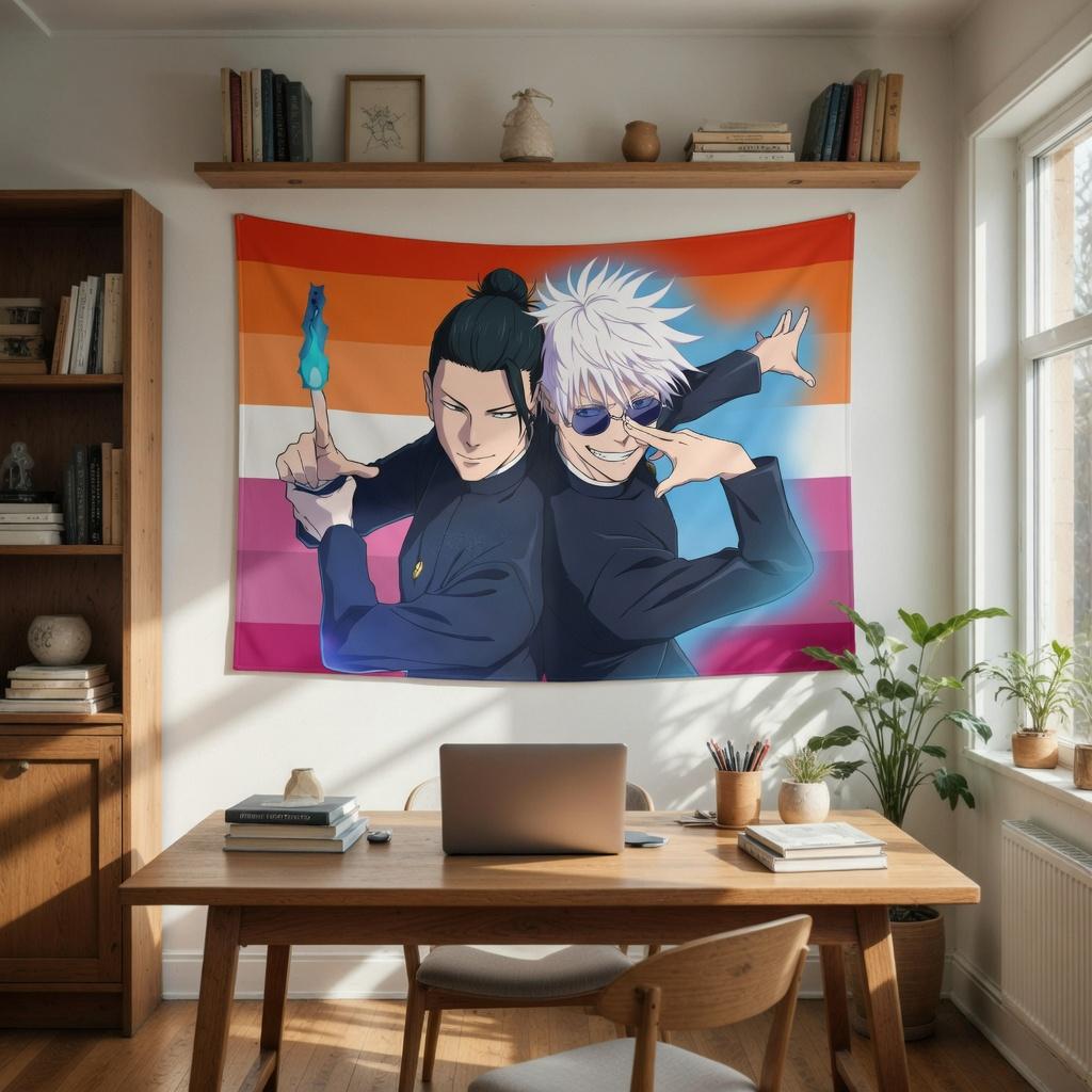 Anime Tapestry Pride Flag Aesthetic Wall Hanging Cool Manga Boy Fabric Poster Room Decor Bedroom College Dorm Wall Art