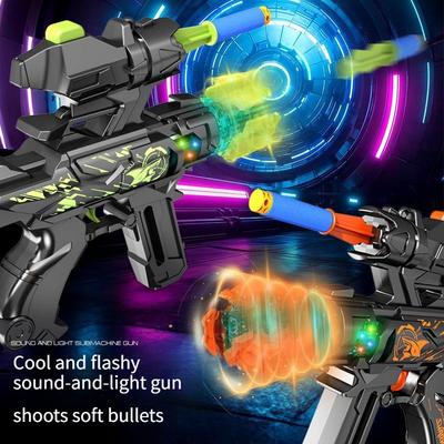 Weiche Munition Spielzeugpistole mit blinkenden Lichtern Kampfgeräuschen Kinder Cartoon Blaster Spielzeug Sicher Bunt Maschinengewehr Modell Jungen Geschenke