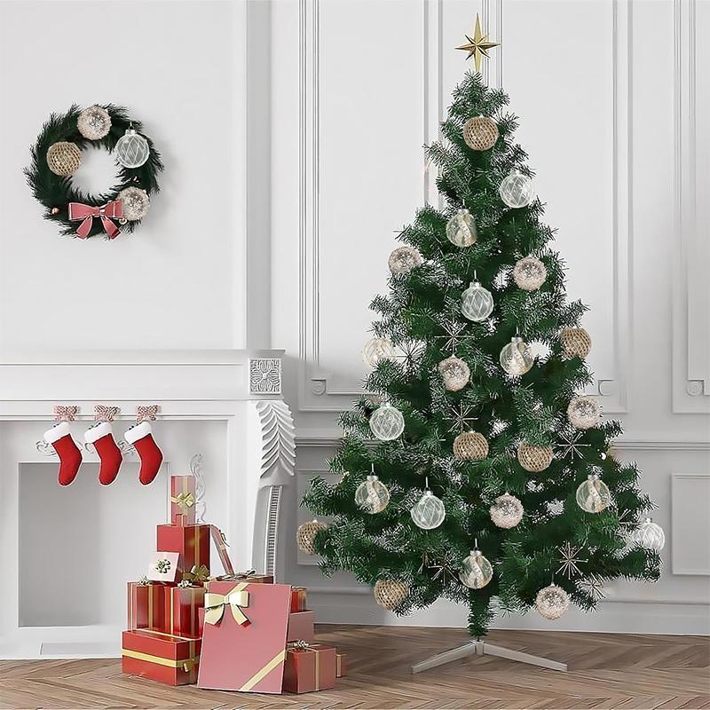 9Pcs/box Golden Christmas Ball Decor Suit Shatterproof Flash Hanging Balls for Xmas Tree Decoration Home Party New Year Gifts