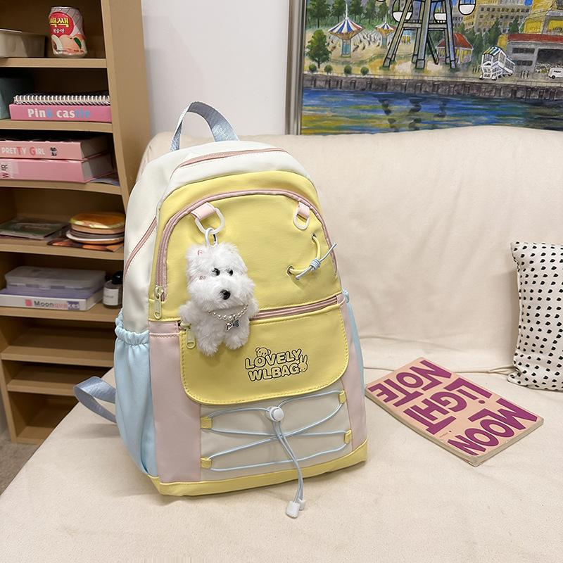 College style schoolbag female junior high school student cute small fresh contrasting color student backpack girl large capacity travel backpack
