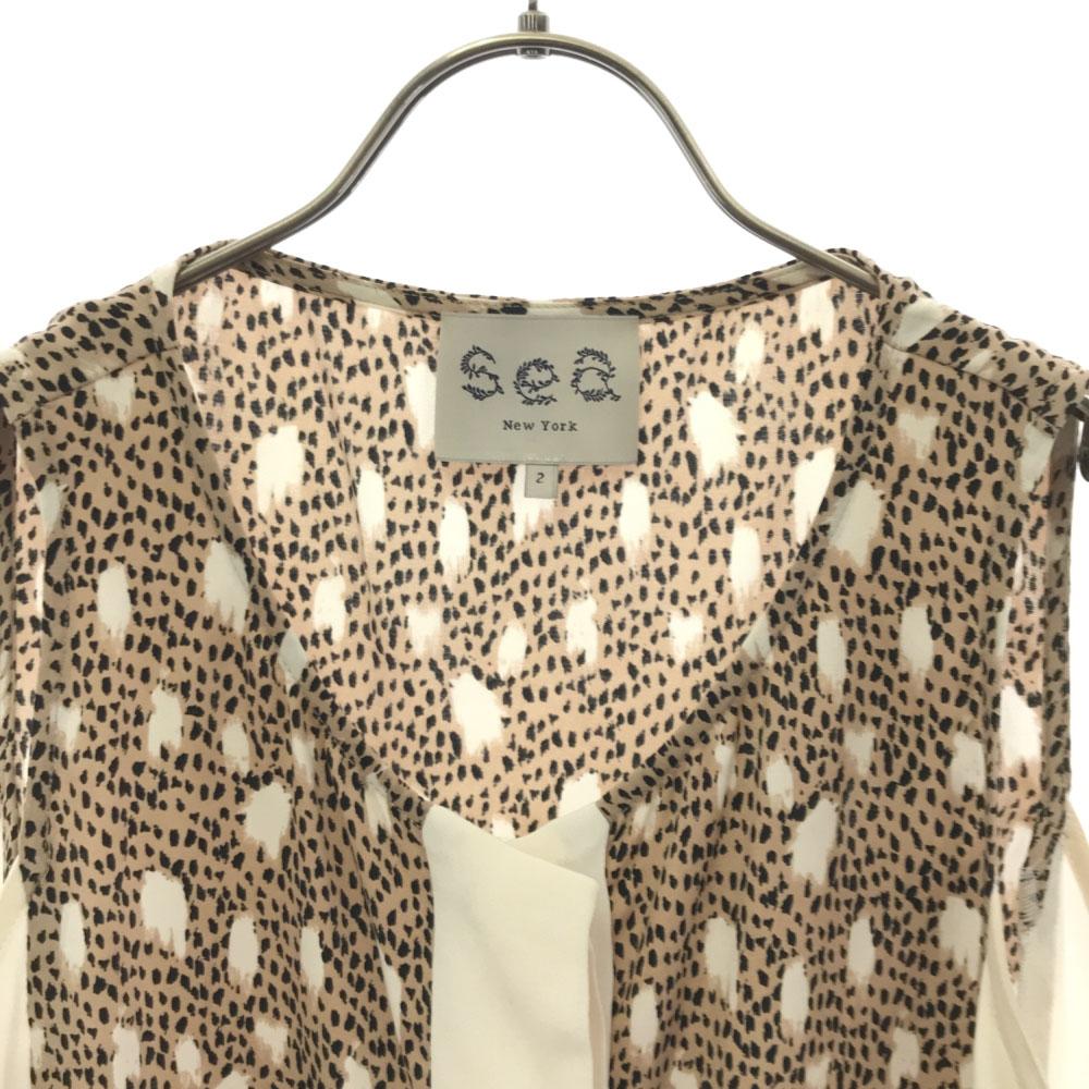 Sea New York Seide Hergestellt in den USA Leopardenmuster Ärmellos Schnitt 2 Weiß x beige Damen Gebraucht