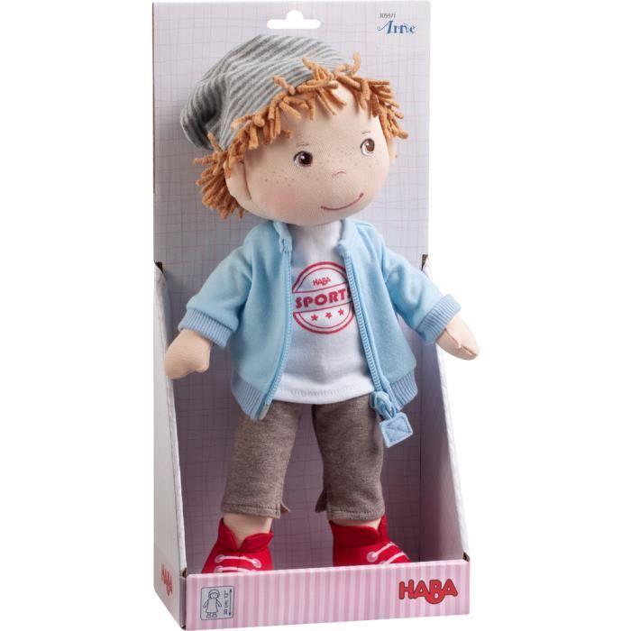 Poupée En Peluche - HABA - Haba Arne - 29 Cm - Coton/Polyester - Beige/Rouge/Bleu