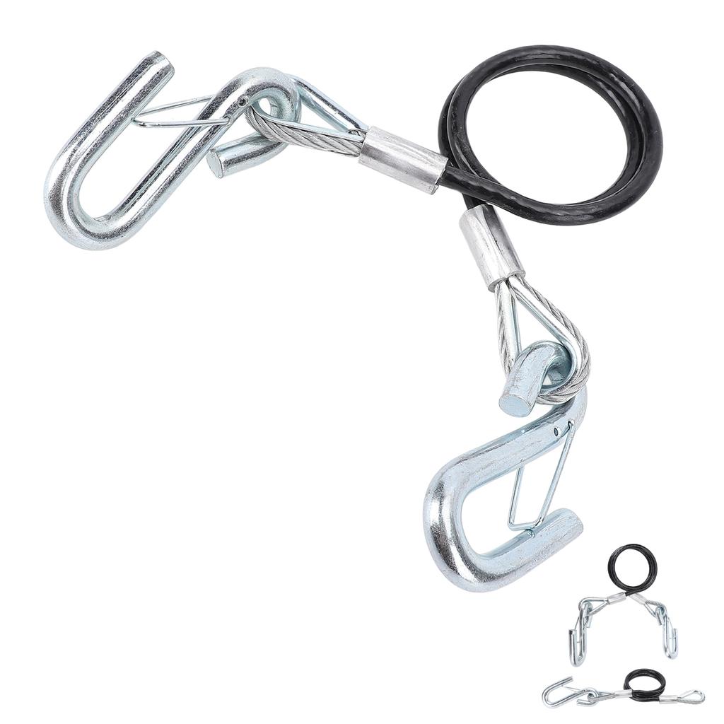 Trailer Safety Towing Cable With S Hook 3500lbs Load Bearing 27.6in Maximum Extension Length Spring Towing Rope For RV