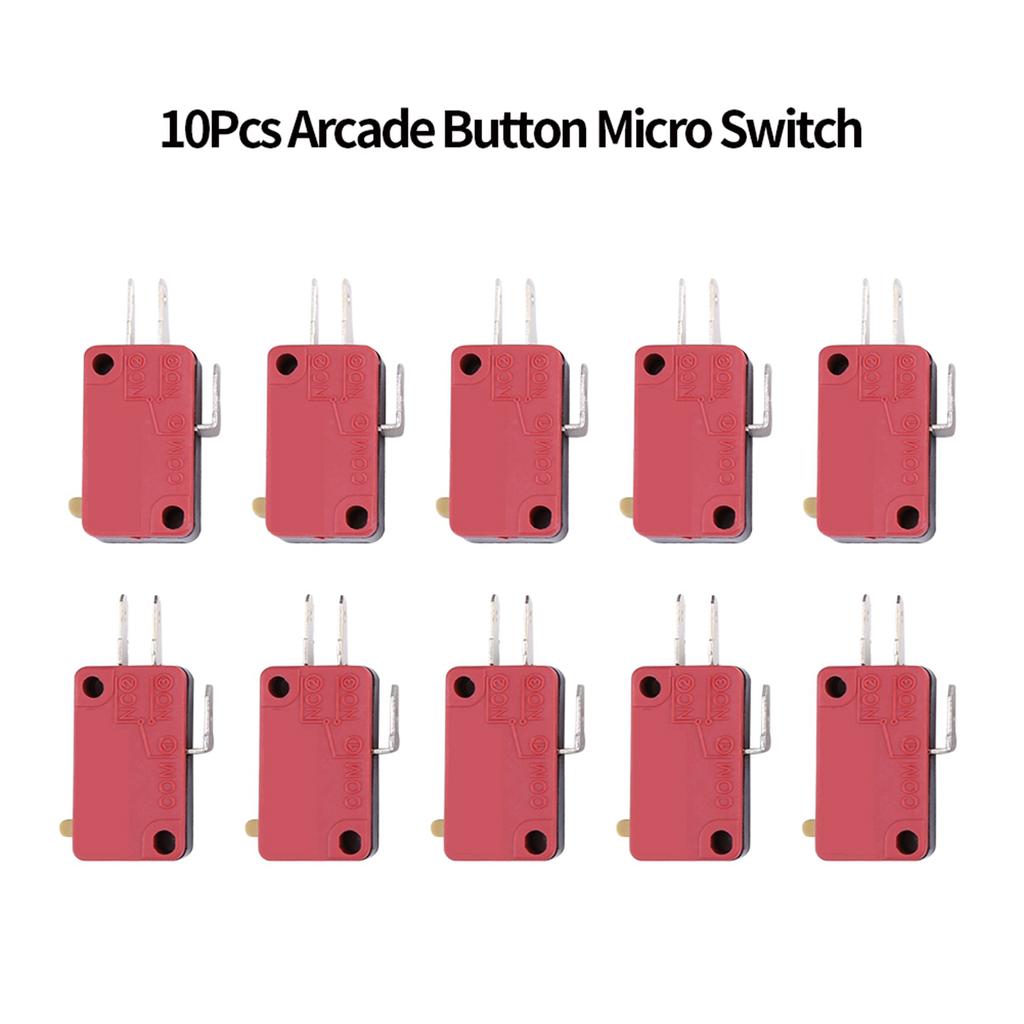 10Pcs Red 3Pins Push Button Micro Switch Replacement for Arcade Game