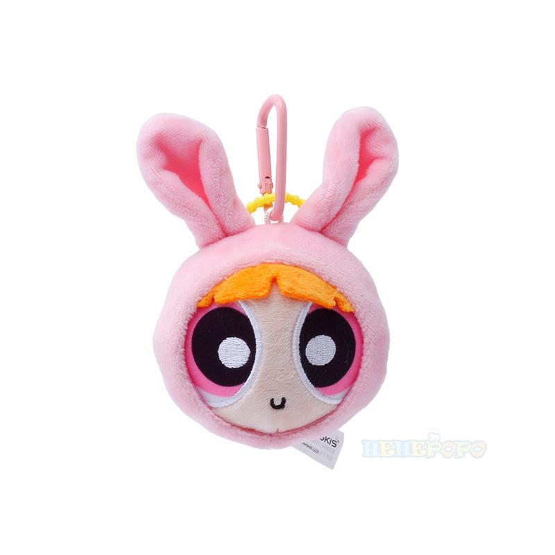 8-12cm Powerpuff Girls Plush Keychains and Bag Small Animal Head Plush Doll Pendant Cute Cartoon Girl Bag Hanging Adorn Toy