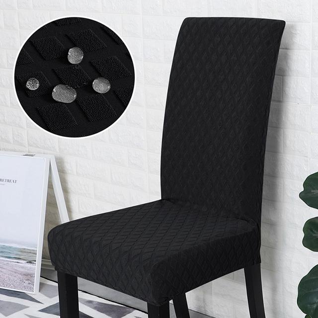 Gebreide effen kleur stoelhoes elastische stoelhoes voor familierestaurant Cafe Sarung Kerusi Meja Makan voor stoelen keuken hotel 1-Pcs zwart